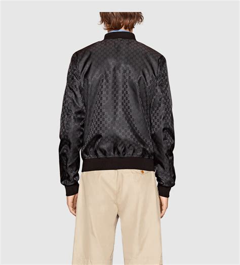 gucci reversible gg jacquard nylon bomber jacket size 50|GUCCI GG jacquard nylon jacket .